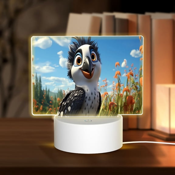 Vsdgher Joyful Animated Bird Rectangular Acrylic Night Light Acrylic Sleep Night Light Friend Gifts for Birthday Gifts for Women Teens Boys Girls