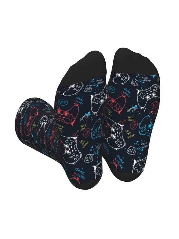 Joystick Gamepad Unisex Crew Socks Lightweight Breathable Ventilation Ankle Socks, Mid-calf socks for Daily