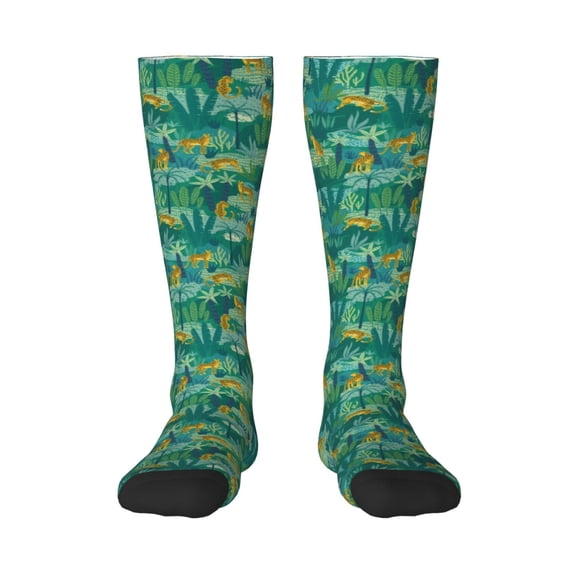 Vsdgher Jungle Leopard Print Thigh High Socks Extra Long Stretchy Sock Women Over Knee High Opaque Stocking Daily Wear