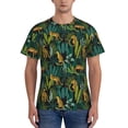 thumbnail image 1 of Vsdgher Jungle Leopard Yellow Print Men's Dry Fit Mesh Athletic Shirts Moisture Wicking Tennis T-Shirt Tops, 1 of 9