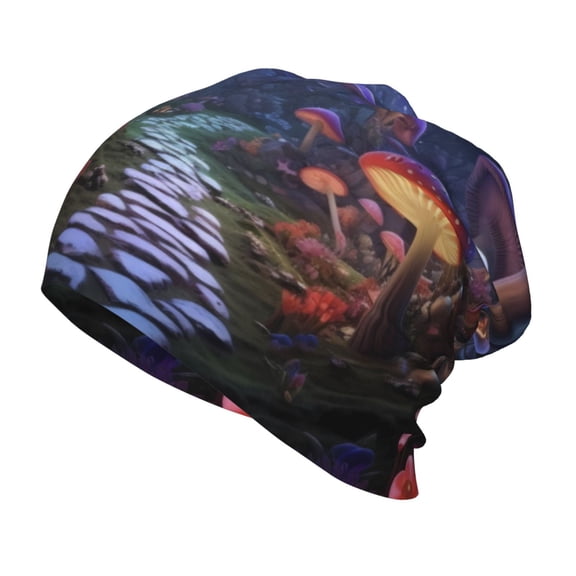 Vsdgher Jungle Path Glowing Mushrooms Toddler Beanie Baby Boys Girls Beanies Kids Winter Hats Children Knit Warm Caps