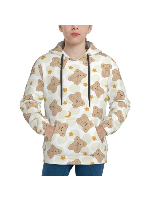 Kawaii Bear Hoodie Youth Classic Hooded Pullover Sweatshirts Essentials Hoodie for Children (s-xl)-X-Large
