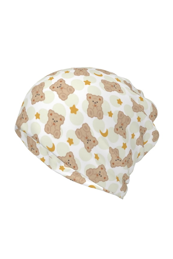 Kawaii Bear Slouchy Beanie Hat for Men/Women, Skull Cap Chemo Cap Night Sleeping Cap
