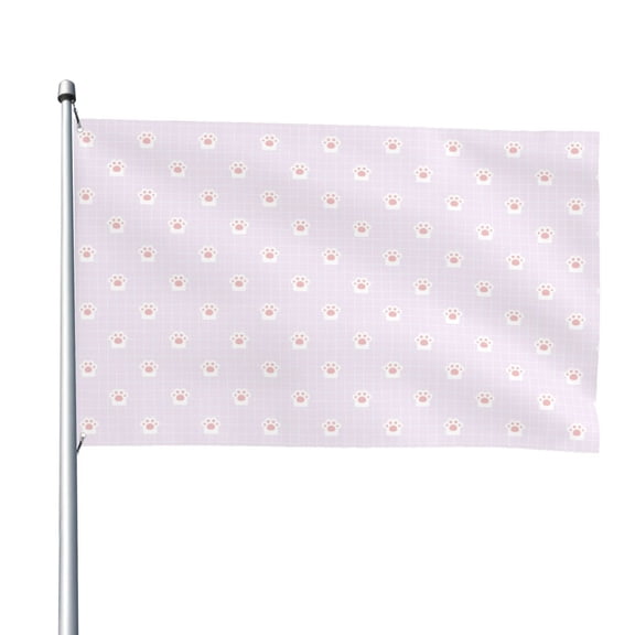 Vsdgher Kawaii Cat Paw Print Outdoor Decorative Flag 4x6ft, Suitable for outdoor decoration, can be hung indoors, on outdoor lawns, balconies, parties