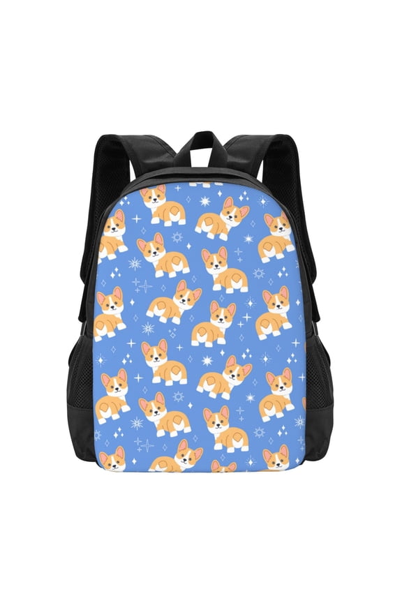 Kawaii Corgi Print Backpack for Women Men School Bookbag with Laptop Compartment for College Work Travel, Simple Fashion Casual Daypack, Fit 15" Laptop