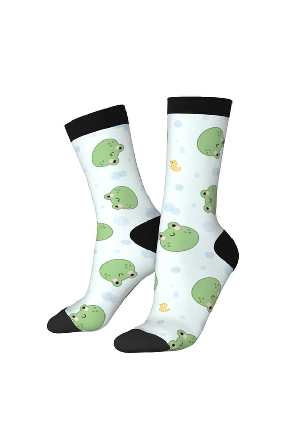 Kawaii Frogs Crew Socks for Men & Women, Breathable Casual Athletic Ankle Socks