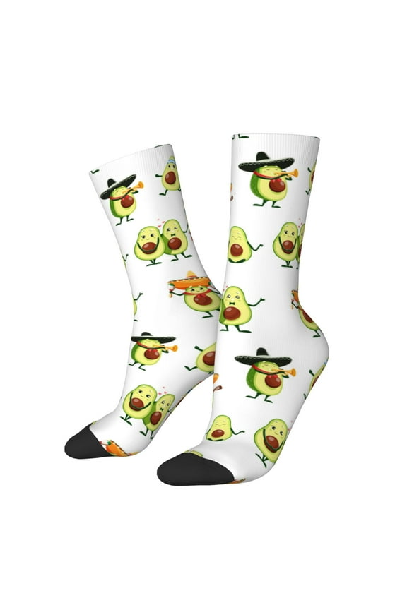 Kawaii Mexican Avocado Crew Socks for Men & Women, Breathable Casual Athletic Ankle Socks