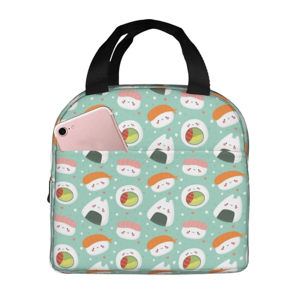 Vsdgher Kawaii Sushi Lunch Bag, Lunch Box for Women Adult Men, Lunch Tote Insulated Cooler Lunch Container for Work/Office/Picnic/Travel