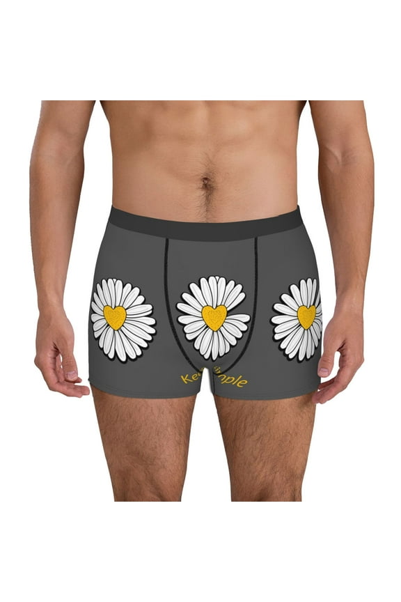 Keep Life Simple Daisy Flower Pattern Men's Boxer Brief Underwear,Soft Funny Underwear for Men-X-Large