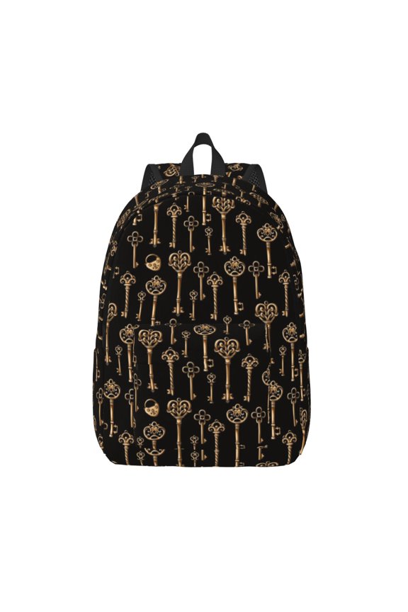 Keys Print Canvas Backpack Travel Rucksack Unisex Knapsack 15.7/17.7Inch Laptop Backpack for Work,College -Small