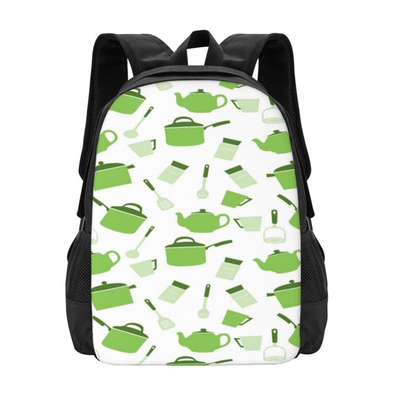 Vsdgher Kitchen Utensiles Cooking Pots Print Backpack for Women Men School Bookbag with Laptop Compartment for College Work Travel, Simple Fashion Casual Daypack, Fit 15" Laptop