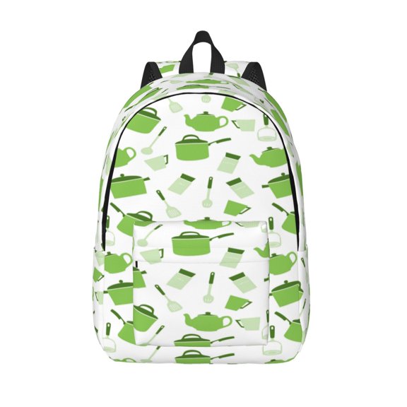 Vsdgher Kitchen Utensiles Cooking Pots Print Canvas Backpack Travel Rucksack Unisex Knapsack 15.7/17.7Inch Laptop Backpack for Work,College -Small