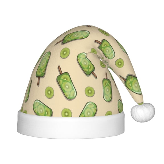 Vsdgher Kiwi Ice Cream Christmas Hat, Santa Hat for Kids Xmas Holiday Hat Red Classic Christmas New Year Festive Party Supplies