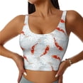 thumbnail image 1 of Vsdgher Koi Fish Corals,Spring Summer Print Women Sleeveless Athletic Tank Top Built-in Bra Camisole Sports Vest for Yoga Running Fitness Exercise with Removable Pads, 1 of 8