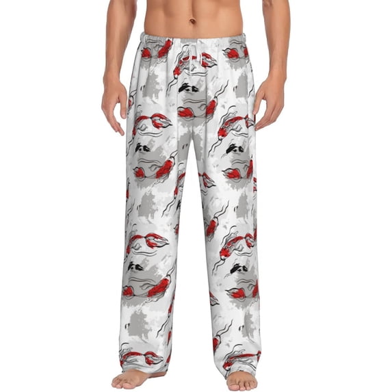 Vsdgher Koi Fish Print Mens Pajama Pants Sleep & Lounge Pants, PJ Bottoms With elastic waistb and Pockets