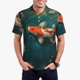 thumbnail image 1 of Vsdgher Koi Pond Lilies Polo Shirts for Men, Men's Short Sleeve Stretch Polo Shirt, Shirts for Men-4X-Large, 1 of 6