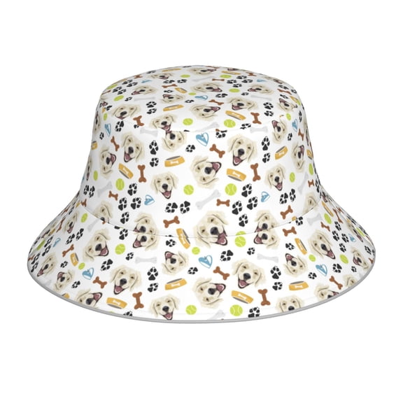 Vsdgher Labrador Retriever Dog Print Bucket Hat for Men&Women Bucket Hat Reversible Summer Double-Side-Wear Travel Gardening, Beach, Camping, Hiking, Fishing Cap