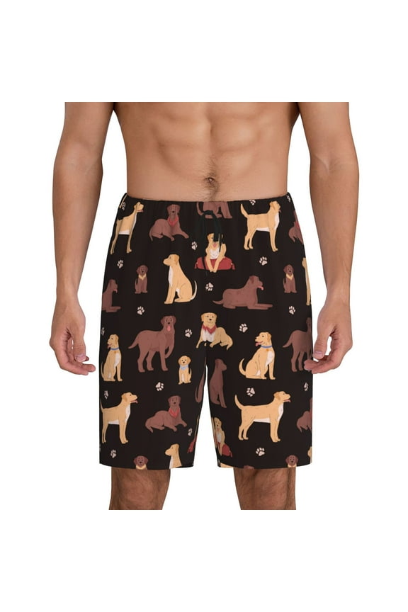 Labrador Retriever Dog Print Men's Pajama Shorts Lounge Bottoms Sleep Shorts Elastic Waist Lightweight PJ Shorts with Pockets-Large