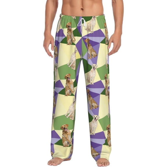 Vsdgher Labrador Retriever Dog Print Mens Pajama Pants Sleep & Lounge Pants, PJ Bottoms With elastic waistb and Pockets