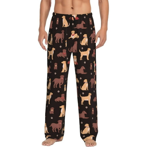 Vsdgher Labrador Retriever Dog Print Mens Pajama Pants Sleep & Lounge Pants, PJ Bottoms With elastic waistb and Pockets