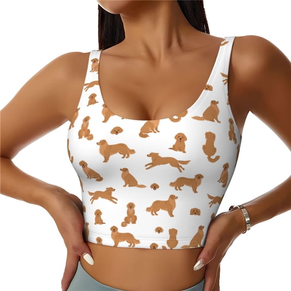 Vsdgher Labrador Retriever Dog Print Women Sleeveless Athletic Tank Top Built-in Bra Camisole Sports Vest for Yoga Running Fitness Exercise with Removable Pads