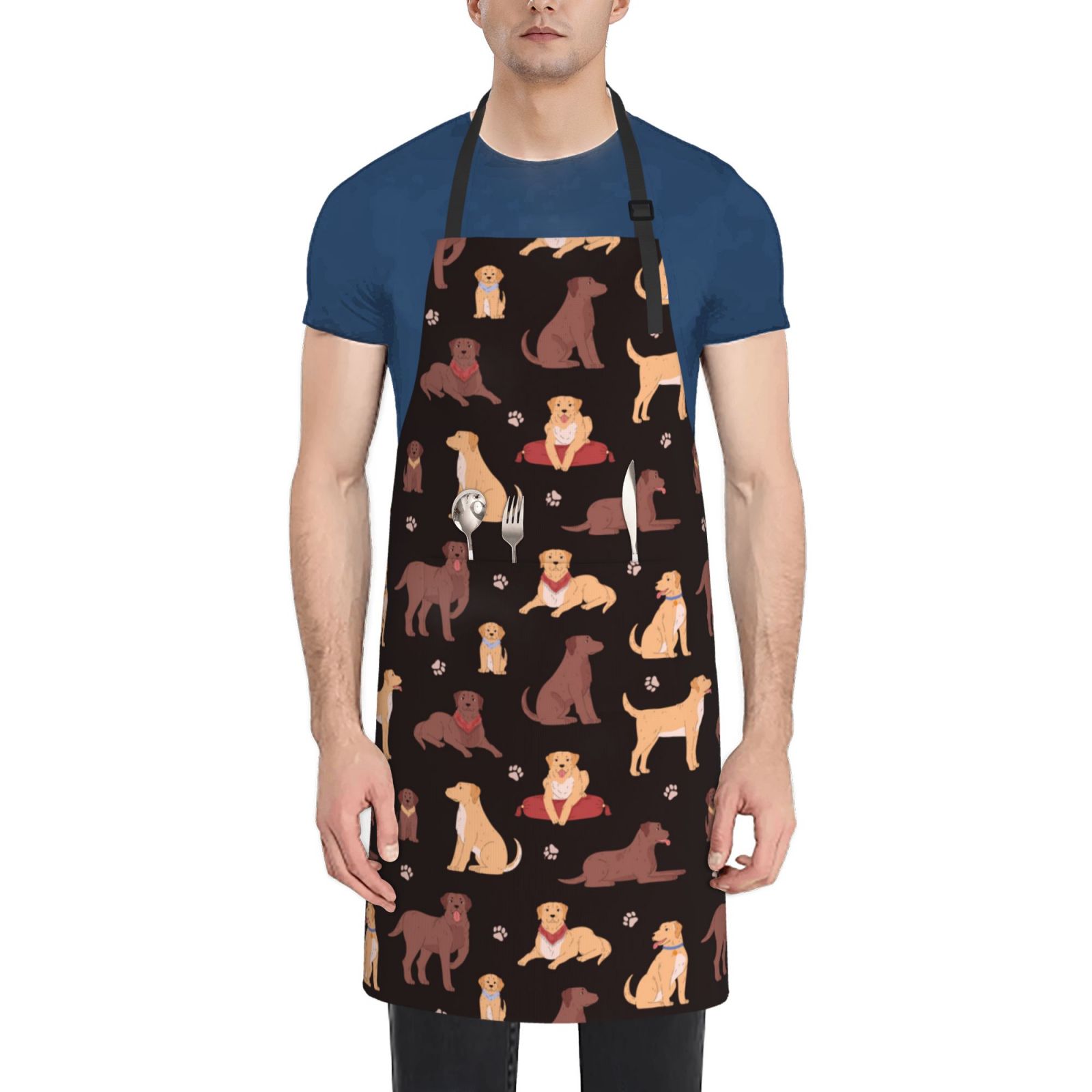 Vsdgher Labrador Retriever Dog Waterproof Apron with 2 Pockets Kitchen Chef Aprons Bibs for Grooming Cooking Baking Painting Gardening