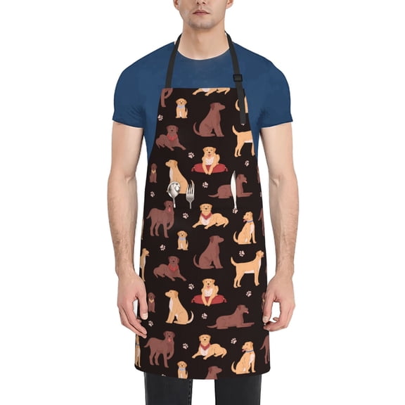 Vsdgher Labrador Retriever Dog Waterproof Apron with 2 Pockets Kitchen Chef Aprons Bibs for Grooming Cooking Baking Painting Gardening