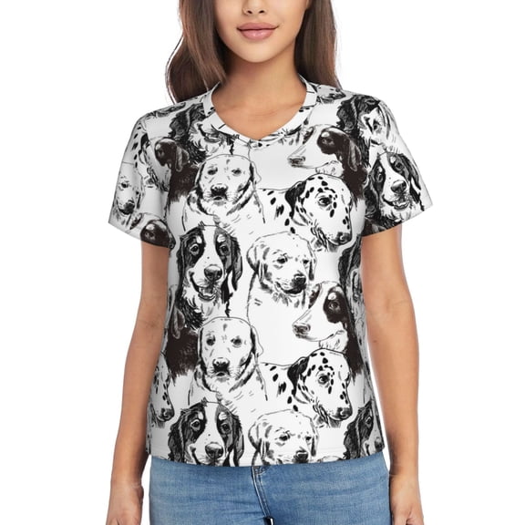 Vsdgher Labrador Retriever Dog Women Shirts V Neck Short Sleeve Tops T-Shirt Basic Tees, S to 3XLMedium