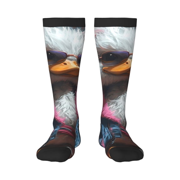 Vsdgher Lady Duck Print Thigh High Socks Extra Long Stretchy Sock Women Over Knee High Opaque Stocking Daily Wear