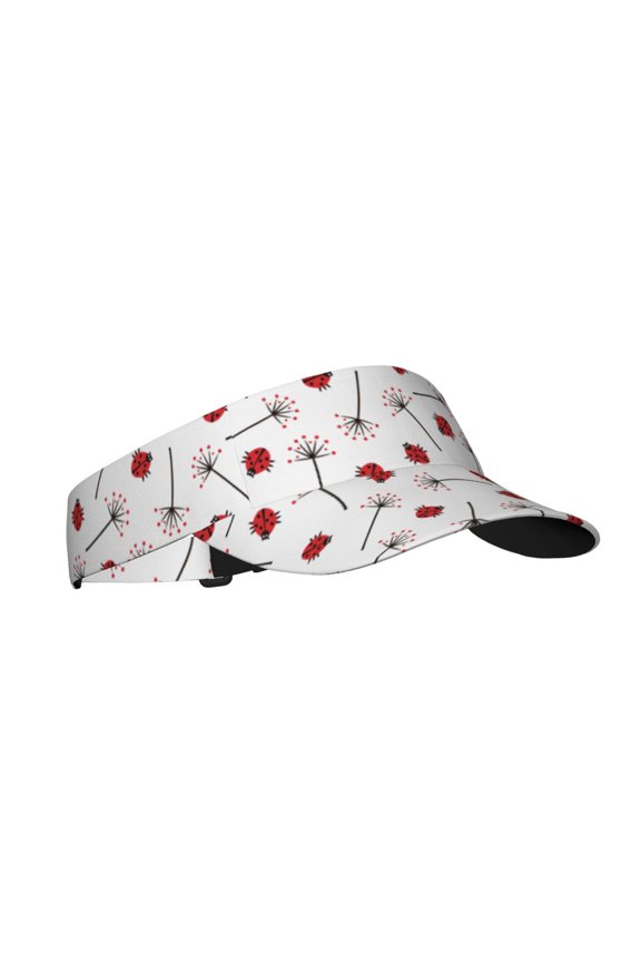 Ladybug With Dandelion Print Adult Sunscreen Visor Cap,1 Piece of Sport Sun Visor Hats Adjustable Sun Hat for Outdoor Activities Fits for Women and Men (One Size)