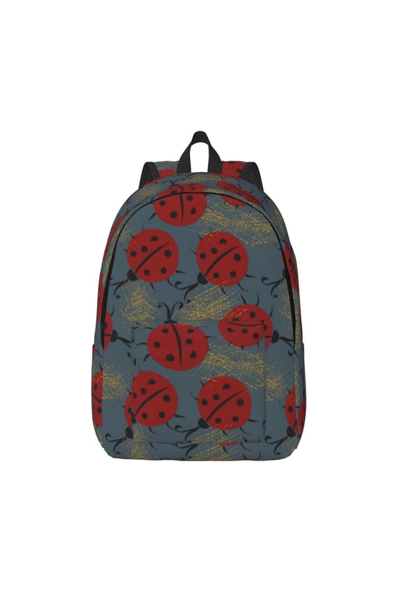 Ladybug Print Canvas Backpack Travel Rucksack Unisex Knapsack 15.7/17.7Inch Laptop Backpack for Work,College -Medium
