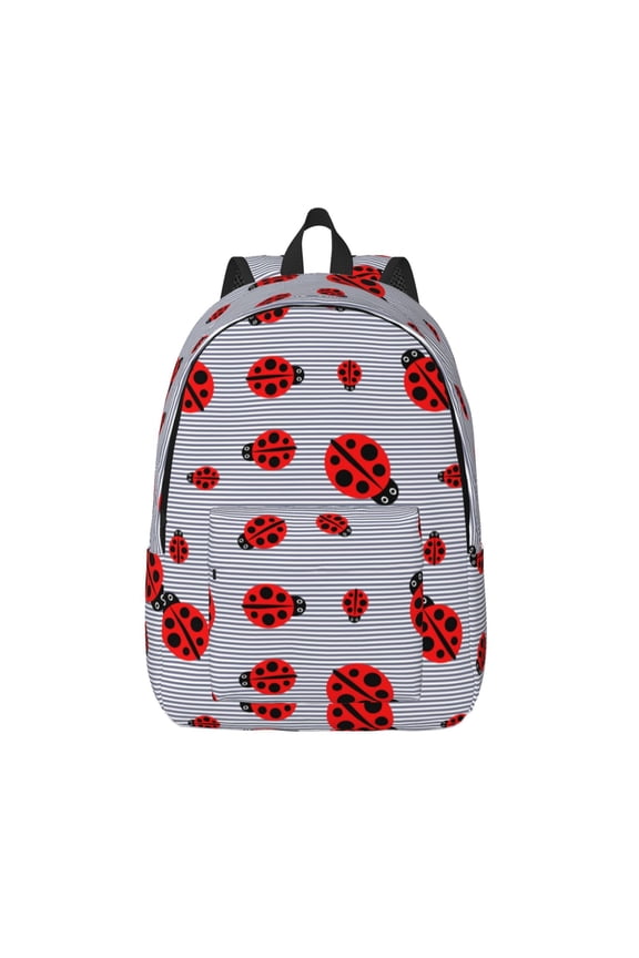 Ladybug Print Canvas Backpack Travel Rucksack Unisex Knapsack 15.7/17.7Inch Laptop Backpack for Work,College -Medium