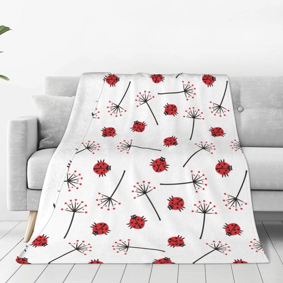 Vsdgher Ladybug With Dandelion Ultra-Soft Micro flannel Blanket Throw Blankets for Couch Sofa, Bed (4 sizes)-80"x60"