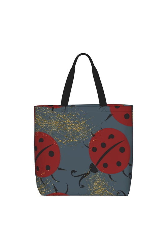 Ladybug print Tote Bag for Women Shoulder Bag with Zipper Large Shoulder Bag Handle Handbag Portable Washable for Travel, Work