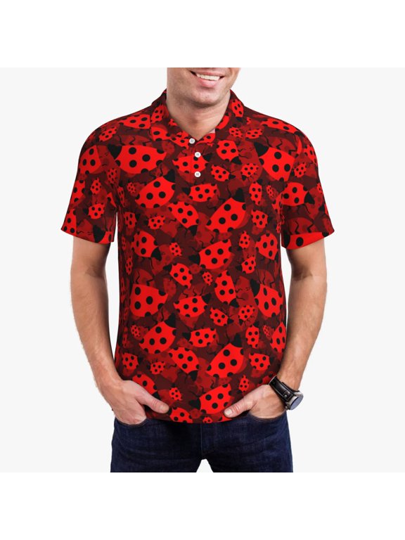 Ladybugs 1 Polo Shirts for Men, Men's Short Sleeve Stretch Polo Shirt, Shirts for Men-Large