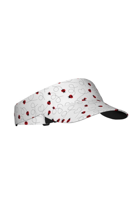 Ladybugs Flying On Dotted Route Print Adult Sunscreen Visor Cap,1 Piece of Sport Sun Visor Hats Adjustable Sun Hat for Outdoor Activities Fits for Women and Men (One Size)