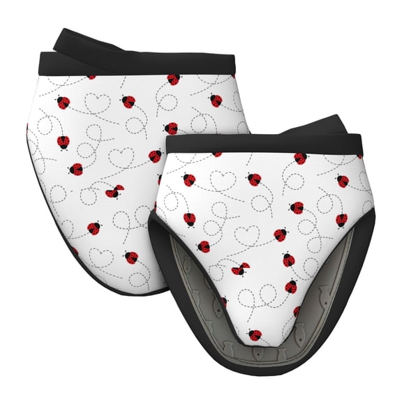 Vsdgher Ladybugs Flying On Dotted Route Non-Slip Mini Oven Mitt Set, Short Oven Mitts for Baking Grilling Barbecue Microwave, 5.9"x5.9"in