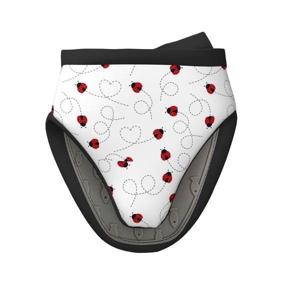 Vsdgher Ladybugs Flying On Dotted Route Non-Slip Mini Oven Mitt Set, Short Oven Mitts for Baking Grilling Barbecue Microwave, 5.9"x5.9"in