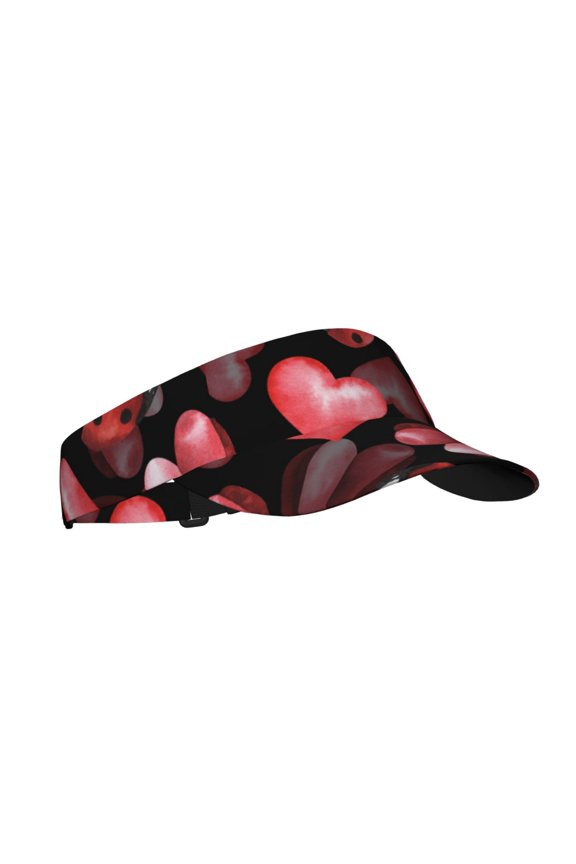 Ladybugs and Red Hearts Print Adult Sunscreen Visor Cap,1 Piece of Sport Sun Visor Hats Adjustable Sun Hat for Outdoor Activities Fits for Women and Men (One Size)