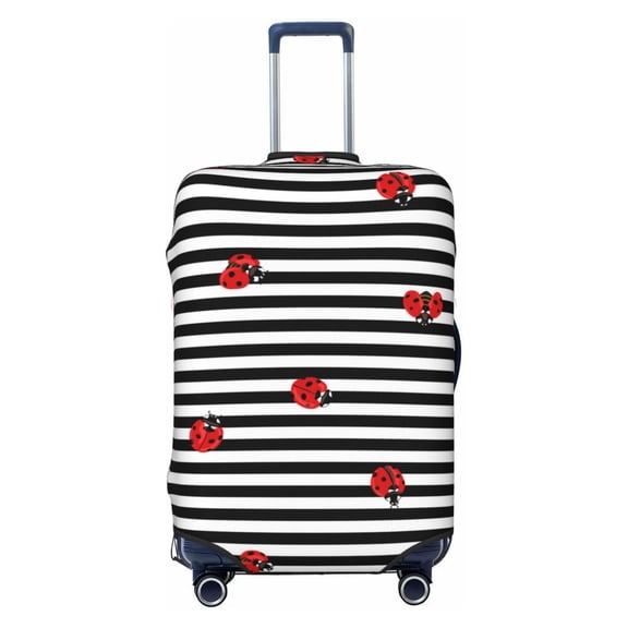 Vsdgher Ladybugs on Black and White Striped Print Luggage Cover Washable Suitcase Cover Protector Anti-scratch Suitcase cover Fits 18-32 Inch Luggage