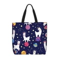 thumbnail image 1 of Vsdgher Lama in Space print Tote Bag for Women Shoulder Bag with Zipper Large Shoulder Bag Handle Handbag Portable Washable for Travel, Work, 1 of 8