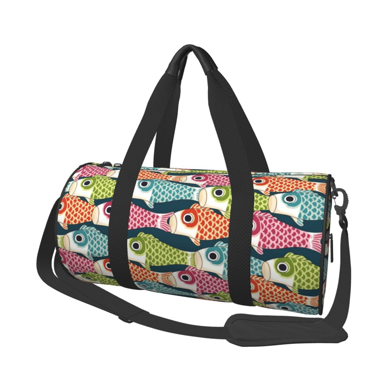 Vsdgher Lantern Koi Fish 45L Foldable Duffel Bag, Sports Gym Bag,Overnight Bag, Portable Weekender Bag for Airplanes
