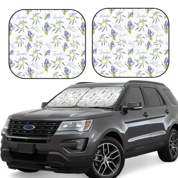 Vsdgher Lavender Flowers Print Car Windshield Sun Shade, Reflective Sunshade Window Sunshade Sun Visor Protector Fit for Cars,Trucks,SUVs-Large