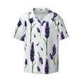 thumbnail image 1 of Vsdgher Lavender Flowers Print Men's Wrinkle Free Untucked Cuban Shirt Business Casual Button Down Shirts Short Sleeve Shirt, 1 of 7