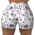 thumbnail image 1 of Vsdgher Lavender Flowers print Workout Shorts for Women Seamless Soft Smooth Gym Yoga Scrunch Active Exercise Fitness Shorts, 1 of 8