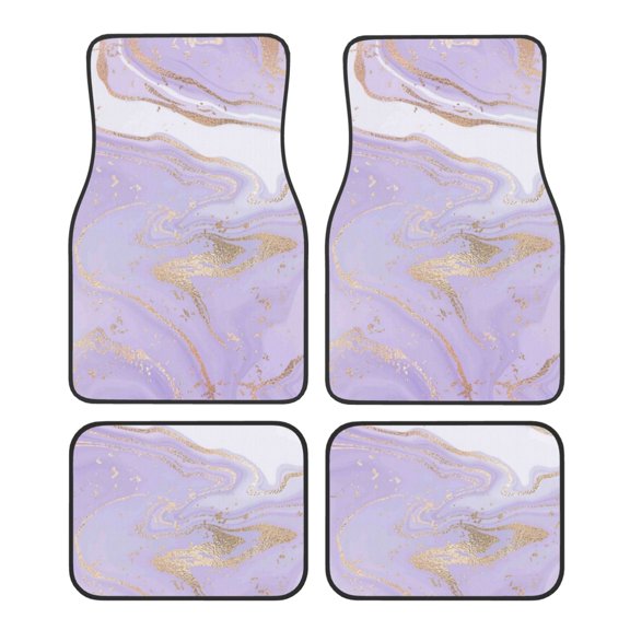 Vsdgher Lavender Glitter Foil Stripes Car Foot Mat Set of 4 Pieces Universal Floor Liner Car Accessories Fits Most Cars, Trucks, Vans, sedans, SUV