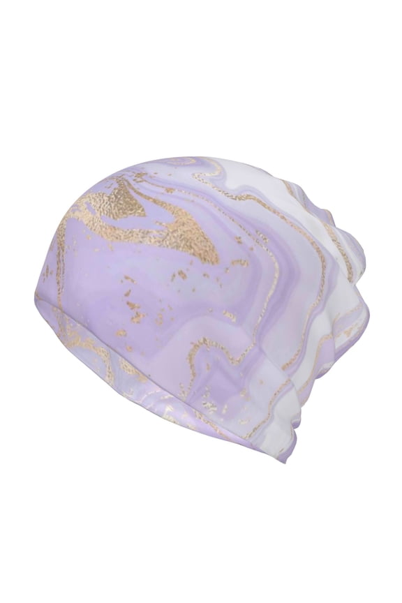 Lavender Glitter Foil Stripes Slouchy Beanie Hat for Men/Women, Skull Cap Chemo Cap Night Sleeping Cap