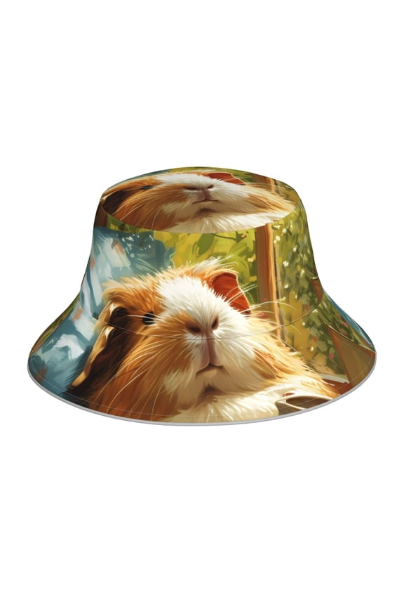 Lazy Home Style Guinea Pig Print Bucket Hat for Men&Women Bucket Hat Reversible Summer Double-Side-Wear Travel Gardening, Beach, Camping, Hiking, Fishing Cap
