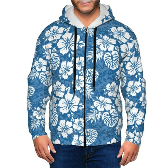 Vsdgher Leaves And Flowers Mens Hoodies Zip Hoodie, Hoodies for Men, Zip-up Hooded Sweatshirt-Large