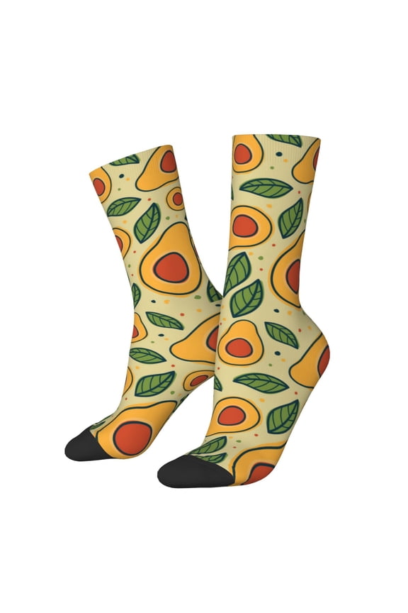 Leaves Avocado Crew Socks for Men & Women, Breathable Casual Athletic Ankle Socks